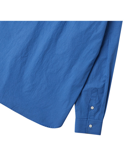노맨틱 베이직 로고 40수 코튼 셔츠 블루