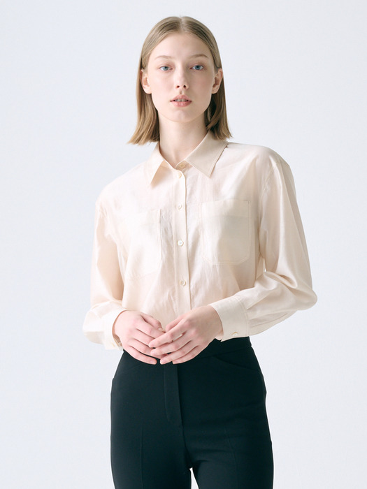 [Shirt&Blouse] Sheer Pocket Shirt_2color