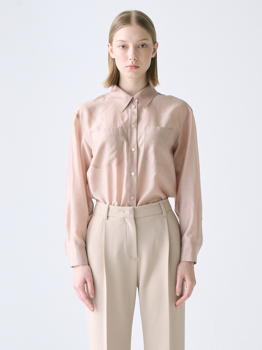 [Shirt&Blouse] Sheer Pocket Shirt_2color