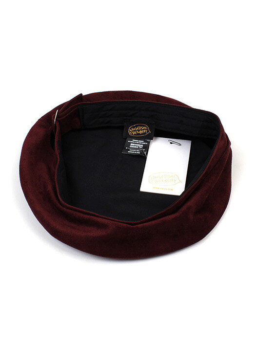 Belted Wine Suede Beret 베레모