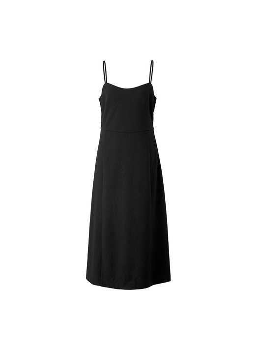 Back v layered dress - Black