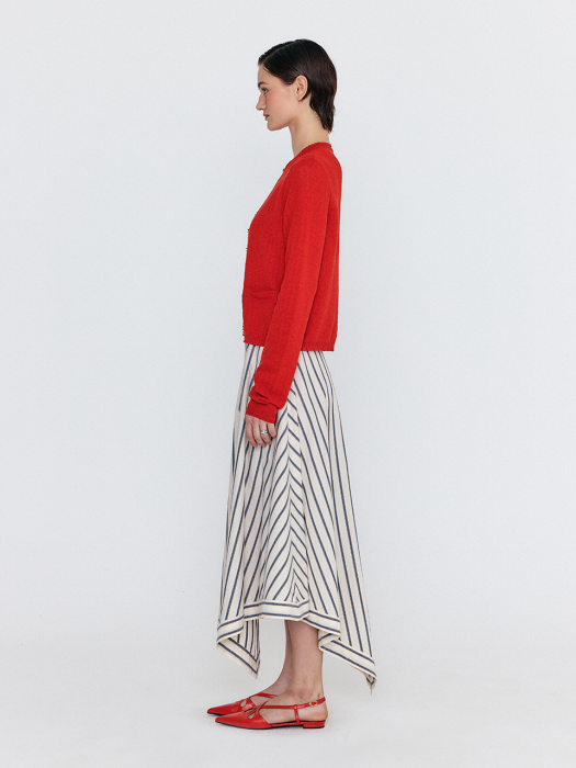 WOLIKA Asymmetric Hem Skirt - Cream Stripe