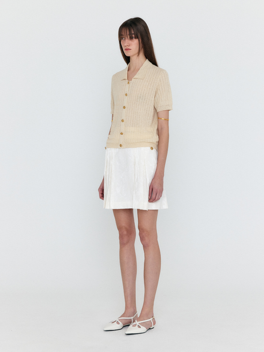 WENDEL Double-Belted Pleated Mini Skirt - Ivory