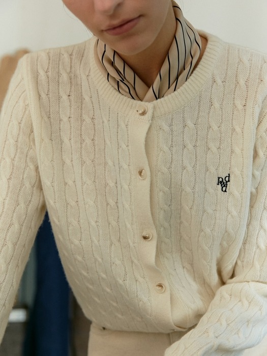dpwd cable cardigan - ivory