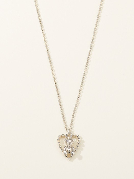 925 Mini Dewy Heart Bear Necklace