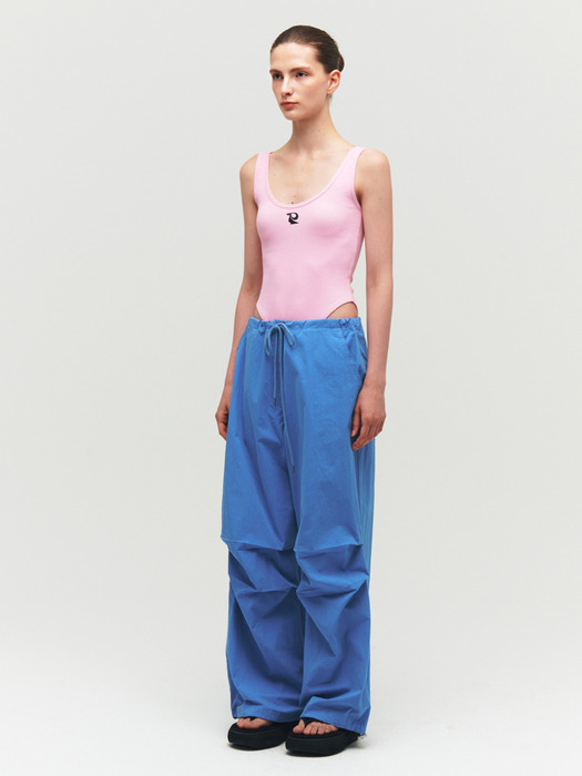 TUCK WIDE PANTS, BLUE