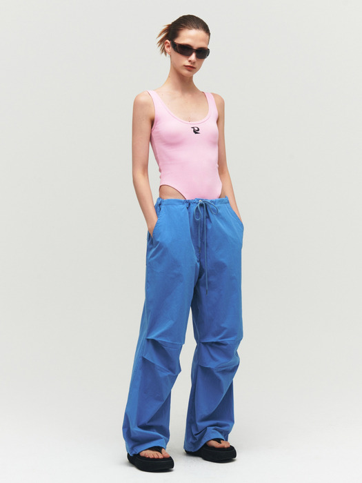 TUCK WIDE PANTS, BLUE