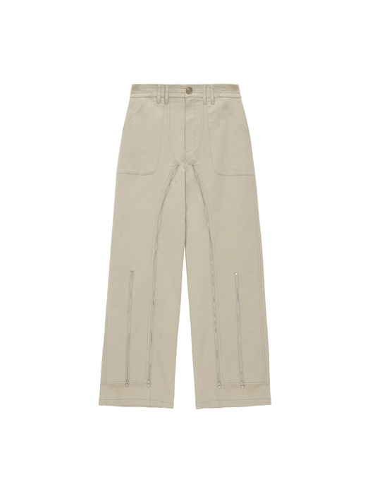 DOUBLE ZIPPER CHINO PANTS IN BEIGE