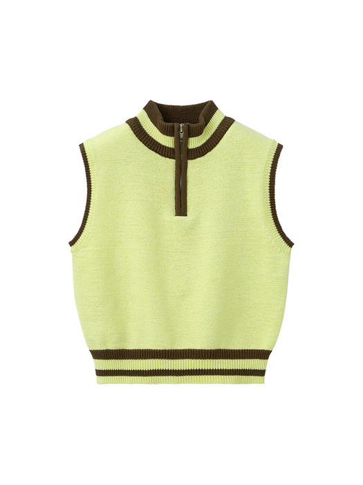 Sporty Zip Up Knit Vest / Lemon