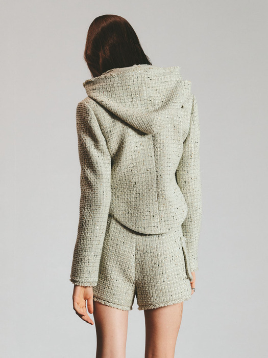 Belleza Tweed Hooded Jacket _Mint