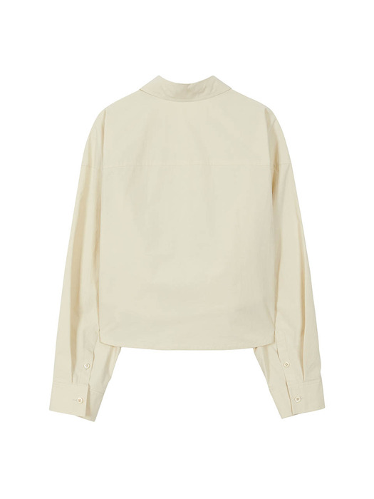 Pocket Cropped Shirt in Yellow Beige VW3AB202-HM