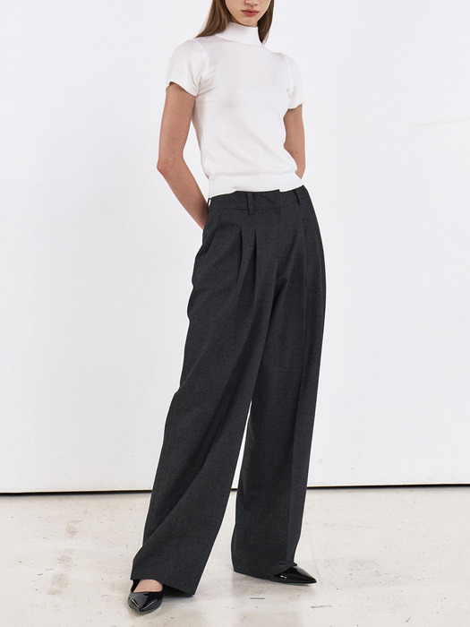 TAILORED OVER FIT WOOL PANTS [CHARCOAL]