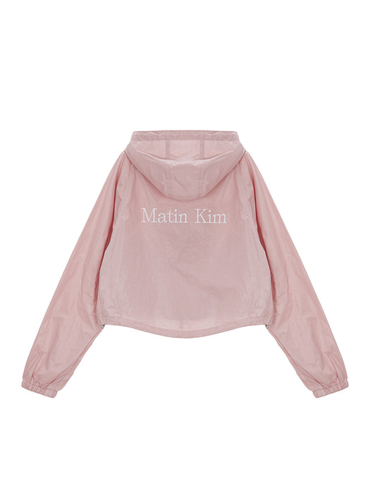 MATIN CROP HOODY COATING JUMPER IN PINK