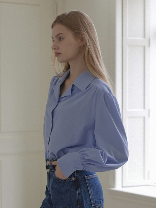 Jane Shirring Blouse - Blue