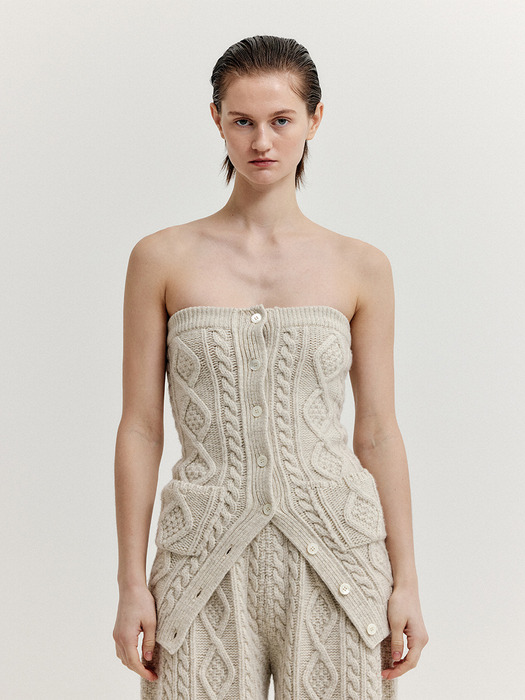 XRA Cable Knit Tube Top - Ivory