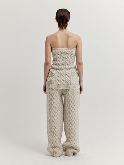 XRA Cable Knit Tube Top - Ivory