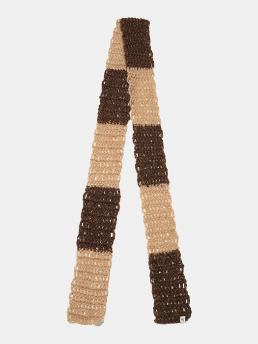 Mohair Crochet Scarf_Yellow, Brown