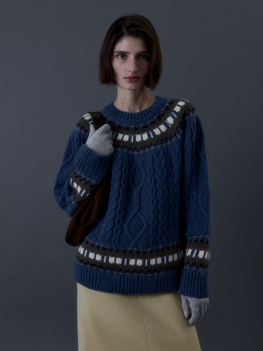 Nordic Cable Pullover NT_(Blue)