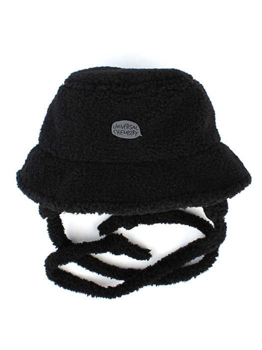 Bubble Fleece Black Earflap Bucket Hat 귀달이모자