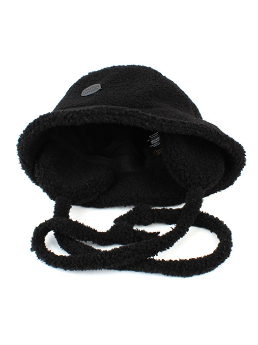 Bubble Fleece Black Earflap Bucket Hat 귀달이모자