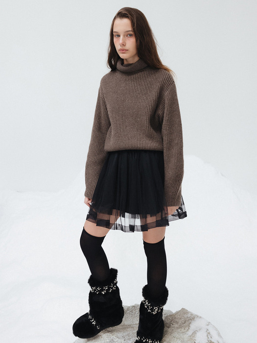 FINE WOOL HIGH NECK KNIT_TT3W314BR