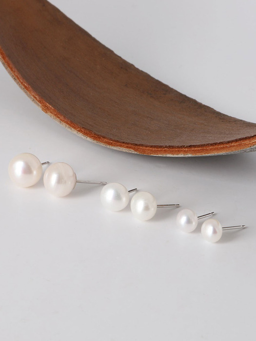 Natural Water Pearl Silver Earrings 6mm,8mm,10mm
