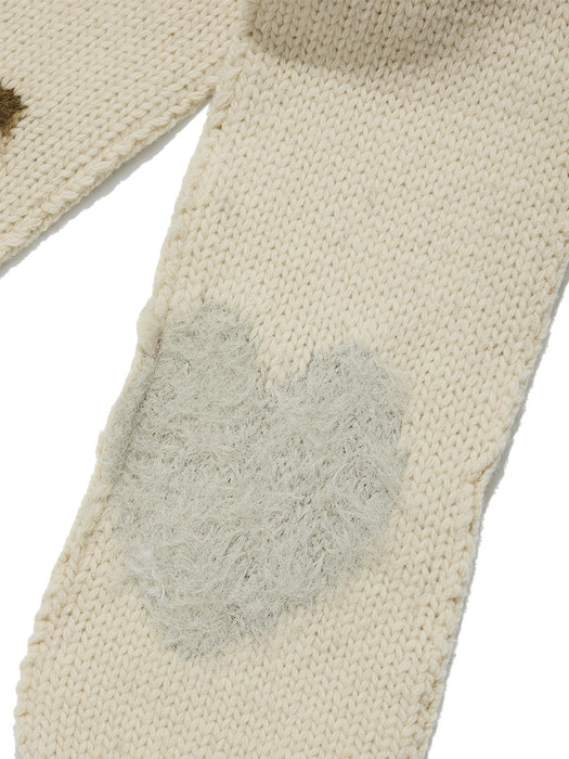 SHAGGY JACQUARD HOODED SCARF, CREAM