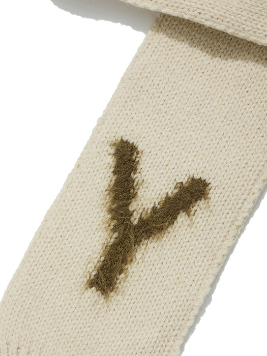 SHAGGY JACQUARD HOODED SCARF, CREAM