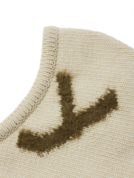 SHAGGY JACQUARD HOODED SCARF, CREAM