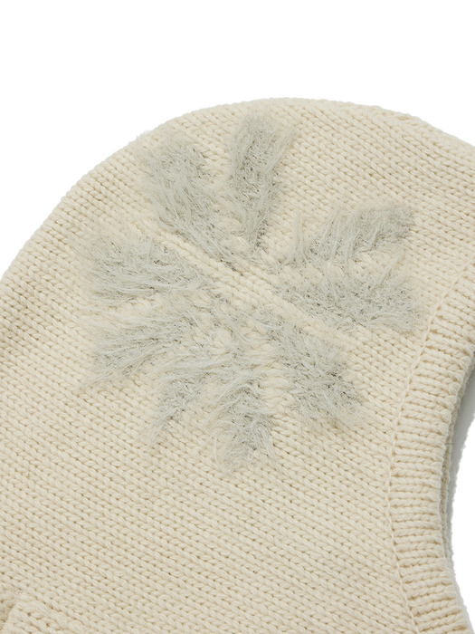 SHAGGY JACQUARD HOODED SCARF, CREAM