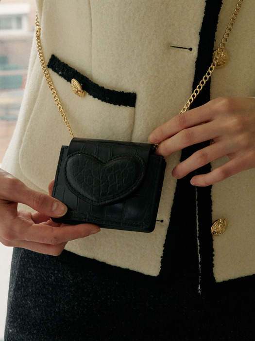 Heart wallet - Croc black