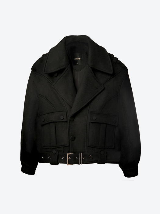 Cashmere-Blend Biker Jacket[Black(UNISEX)]_UTH-FB81