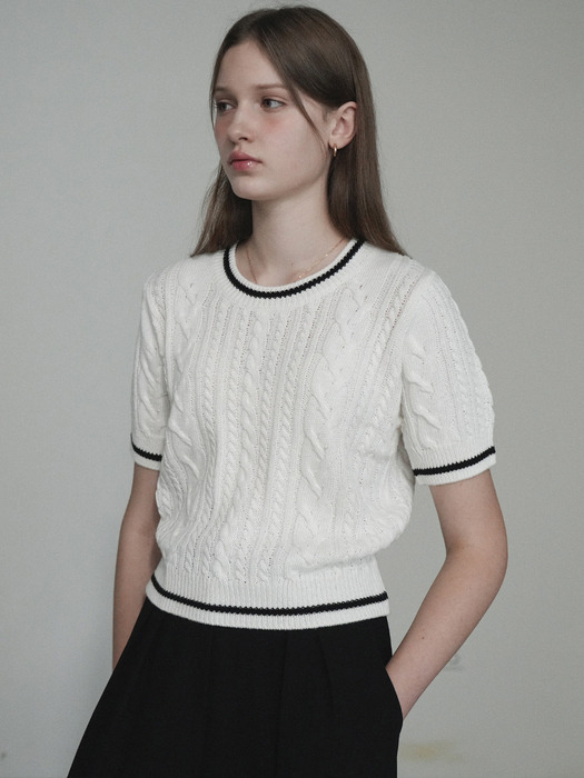 Cotton Cable Half Knit (Ivory)