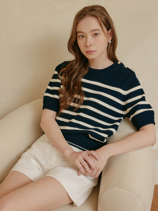 알마 스트라이프 니트 탑 / ALMA STRIPE KNIT TOP_2colors