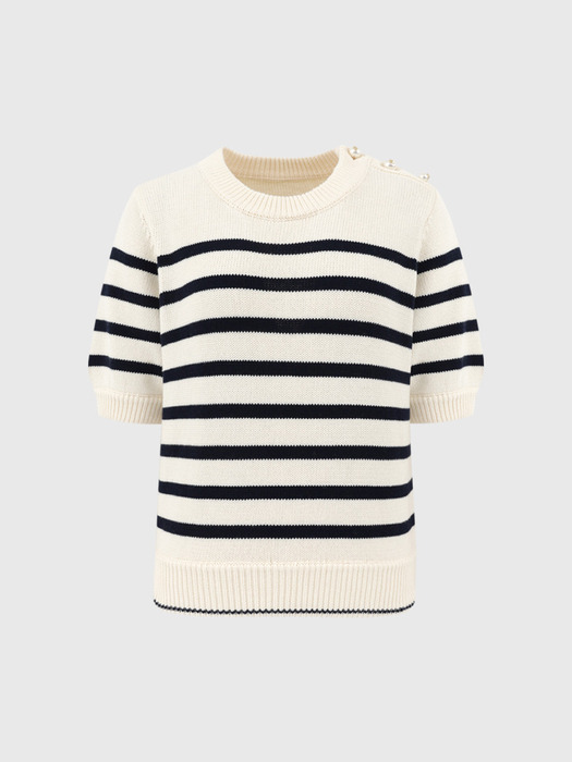 알마 스트라이프 니트 탑 / ALMA STRIPE KNIT TOP_2colors