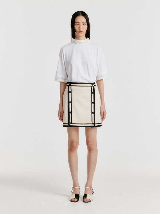 YINTI Contrast Mini Skirt - Ivory