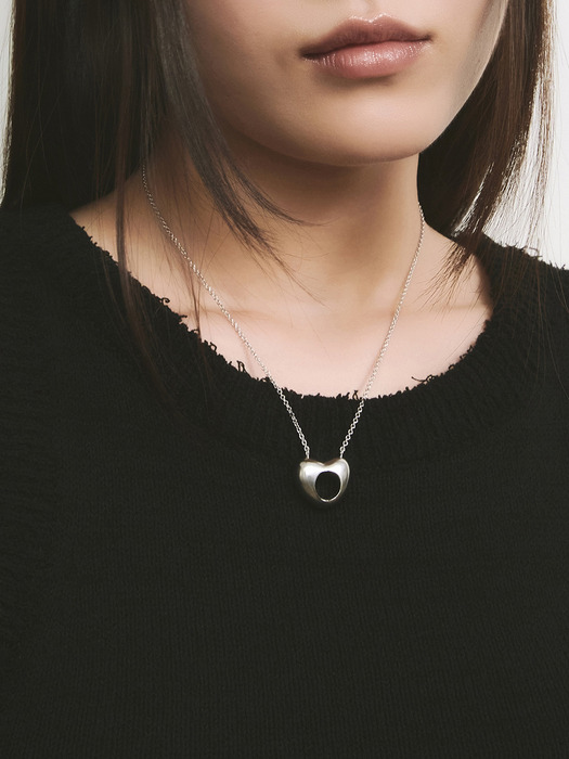 [925 silver] hole heart necklace (41cm)