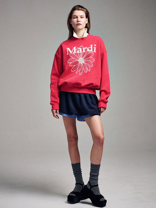 SWEATSHIRT FLOWERMARDI_RED IVORY