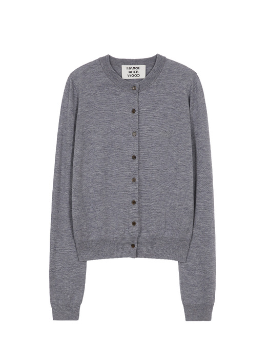 CREW NECK CARDIGAN_melange grey