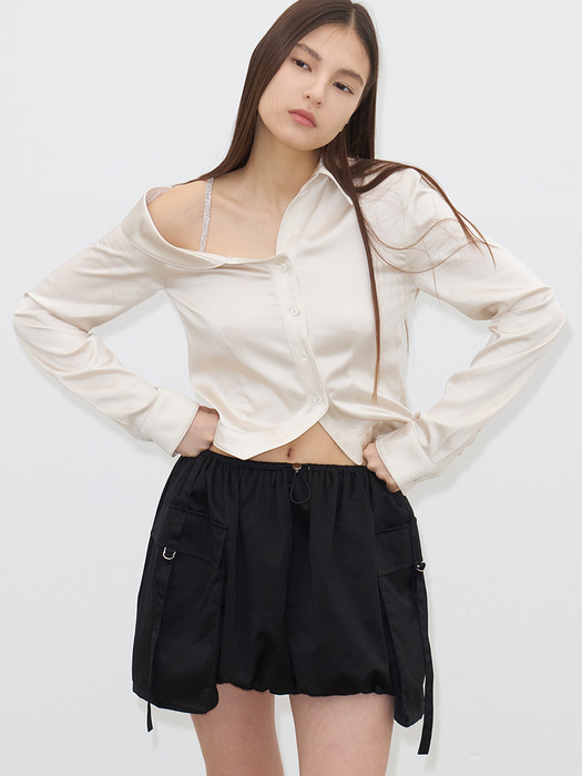 ASYMMETRIC SHOULDER SHIRT(CREAM)