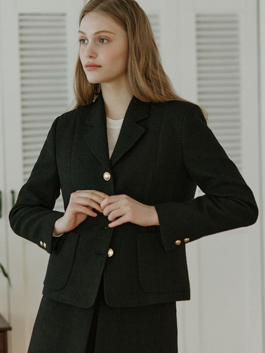 Anna Tweed Goldish Jacket - Black