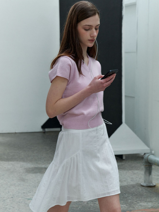 GATHERED COTTON SKIRT - WHITE