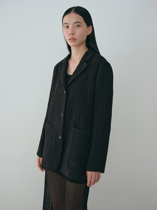 linen single jacket (black)