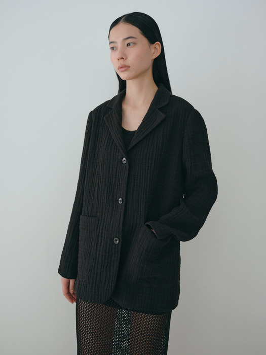 linen single jacket (black)