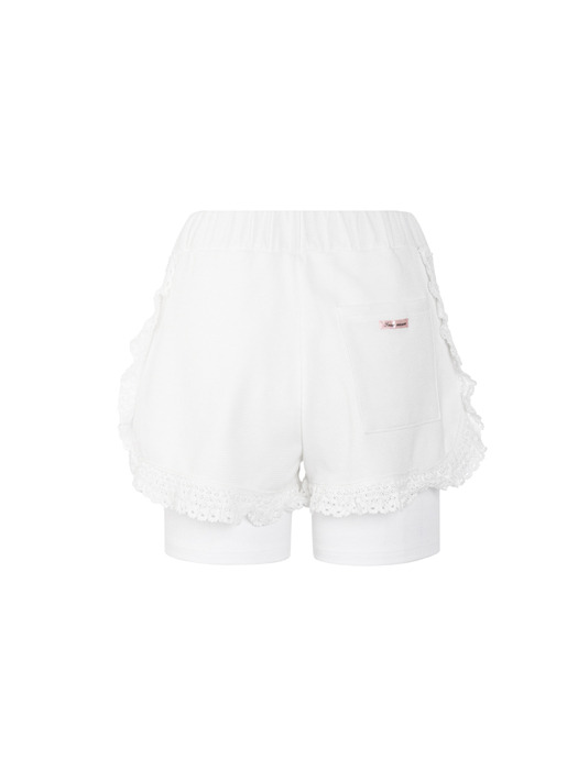 Waffle lace layered shorts(WHITE)