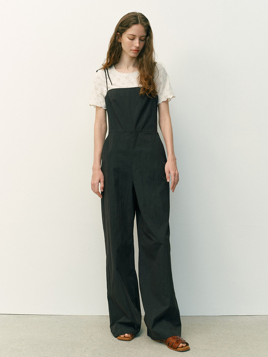 본다이 가먼트 워싱 슬리브리스 점프수트 (Blue/Black)