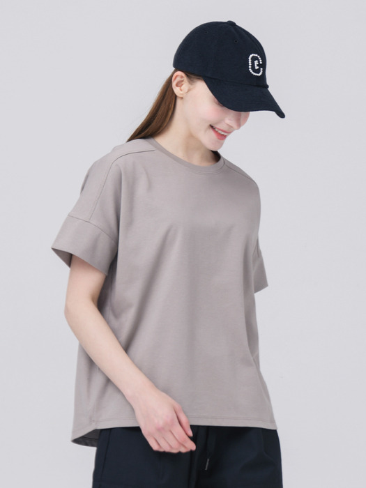 24SS 더블 소매단 와펜 로고 코코아 베이지 오버 핏 반팔 티셔츠