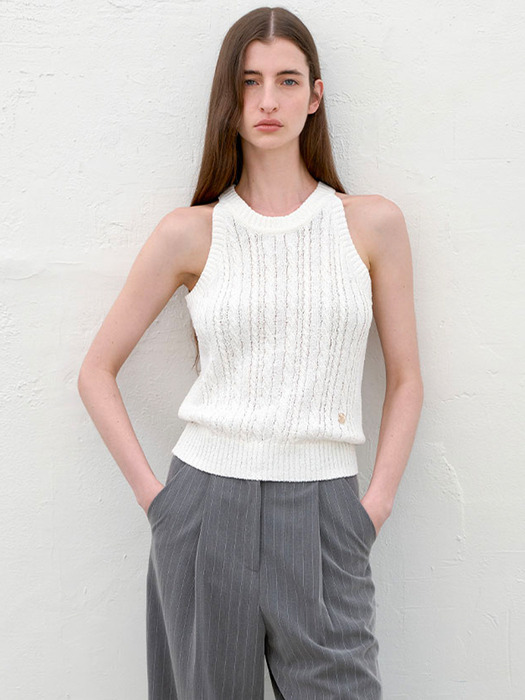 HALTER NECK CABLE KNIT(T-6837)