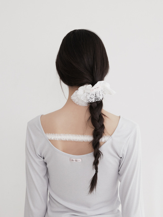 Clover lace scrunchie(WHITE)