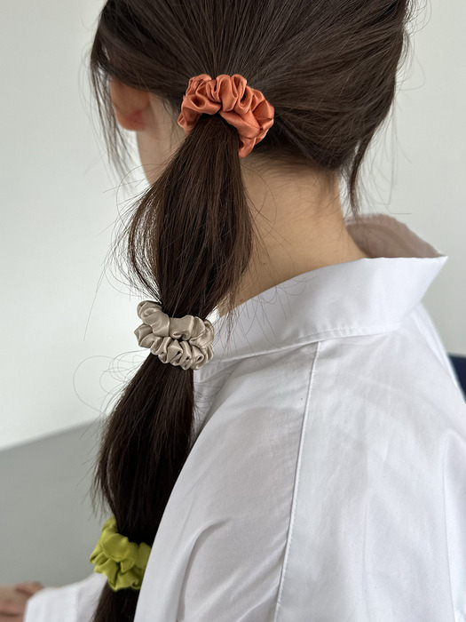 [1+1] real silk scrunchie - 4color